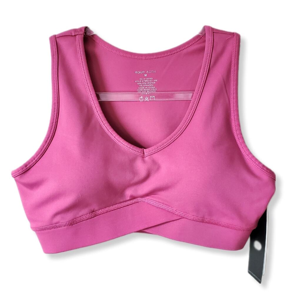 FigurActive Women Pink Sport Bra M Athleisure Stretch Gym Crossfit Yoga NEW Flaw